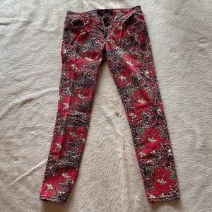 Almost Famous Red Floral Skinny Jeans